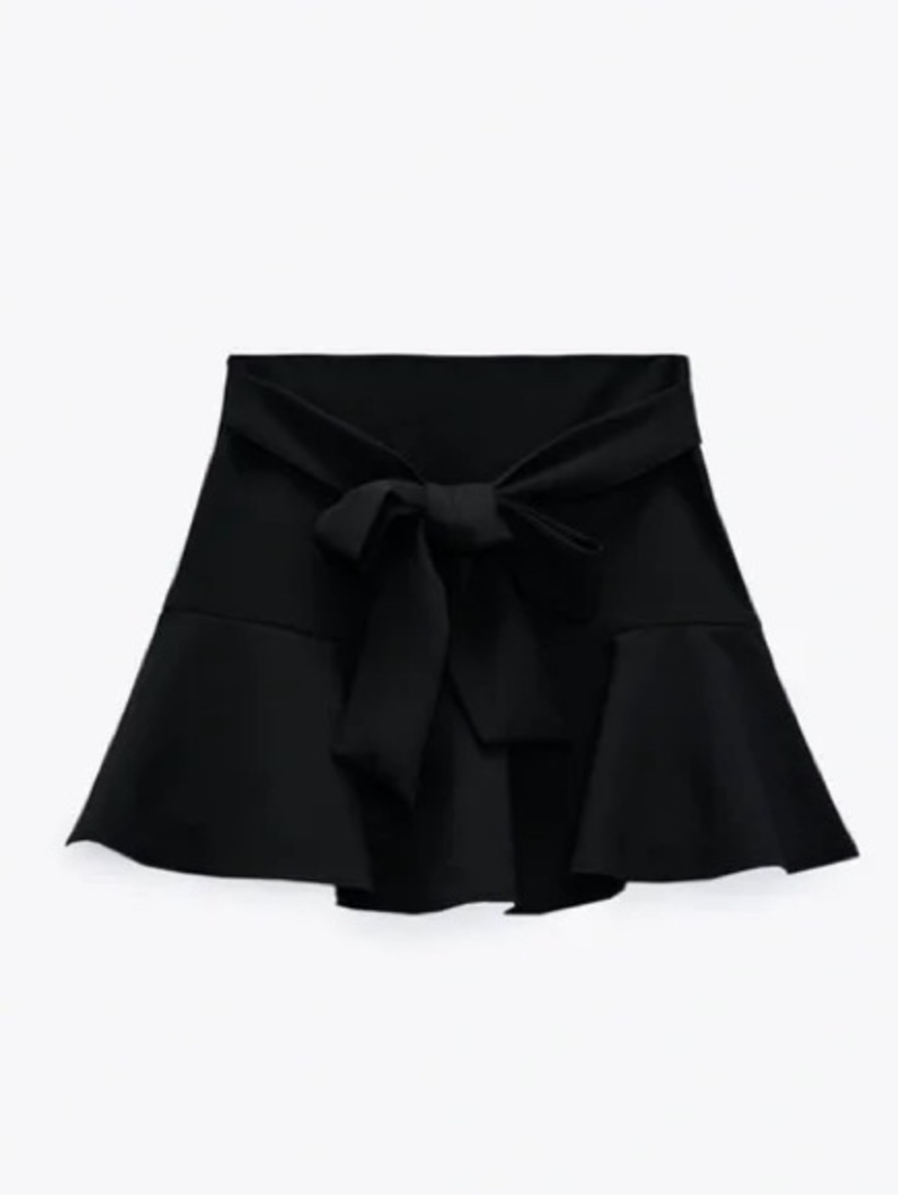 ZARA Black Tie-Waist Flared Skirt